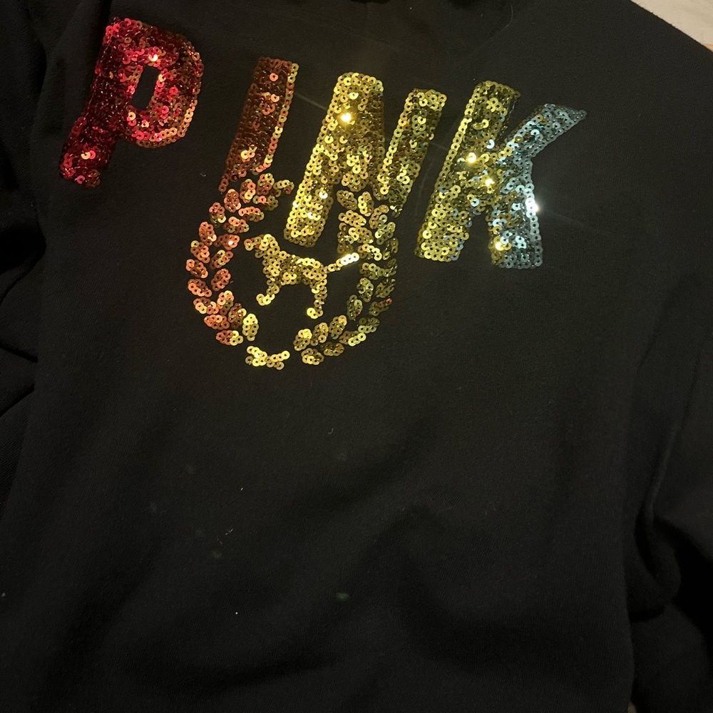Black Sequin PINK Logo Jacket & Leggings (size L)